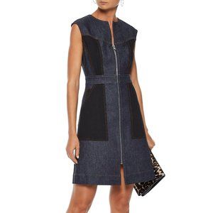 DVF Denim Midi Dress Front Zipper Size 14